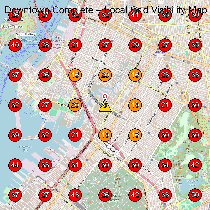Downtown Complete GeoGrid visibility map for General Contractor in Brooklyn